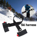 Black Nylon Adjustable Ski Handle Strap Bag Skiing Bag Adjustable Pole Shoulder Hand Carrier Lash Straps Porter Hook Loop - sport flow