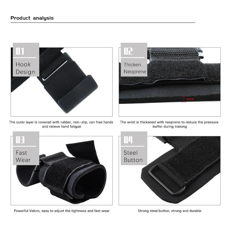 Weight Lifting Hook Grips With Wrist Wraps Hand-Bar Wrist Strap Gym Fitness Hook Weight Strap Pull-Ups Power Lifting Gloves - sport flow