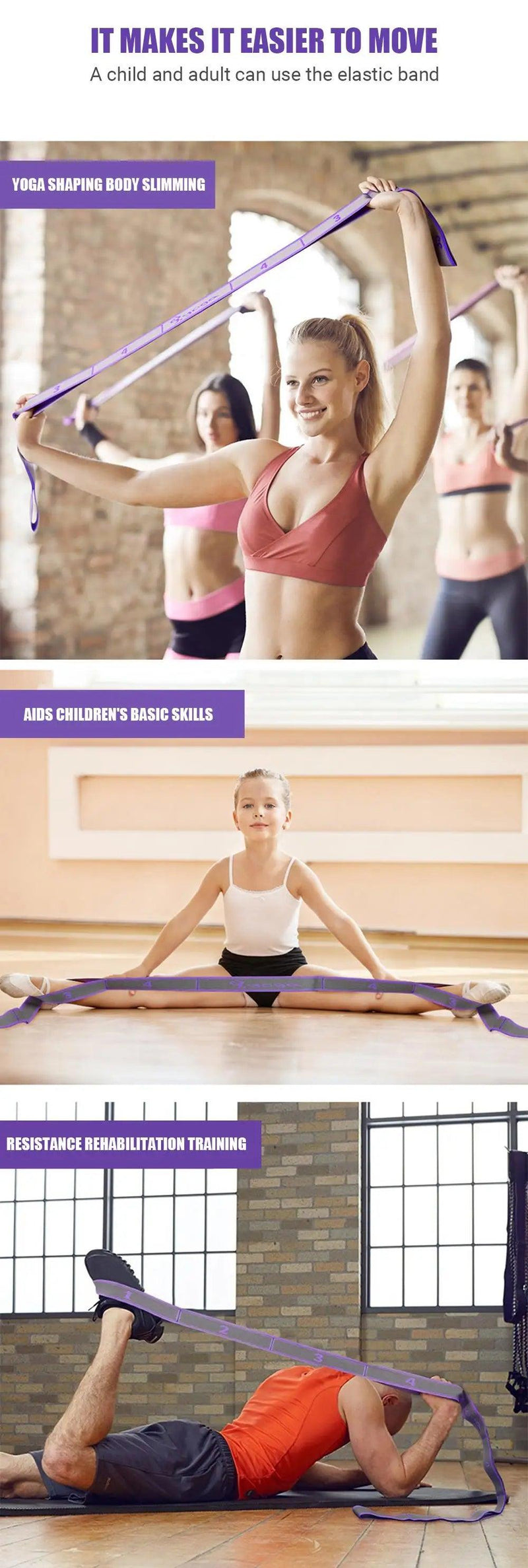 Multi-Section Elastic Yoga Resistance Bands Adult Child Dance Training Gym Home Pilates Exercise Pull Strap Belt Fitness Sport - sport flow