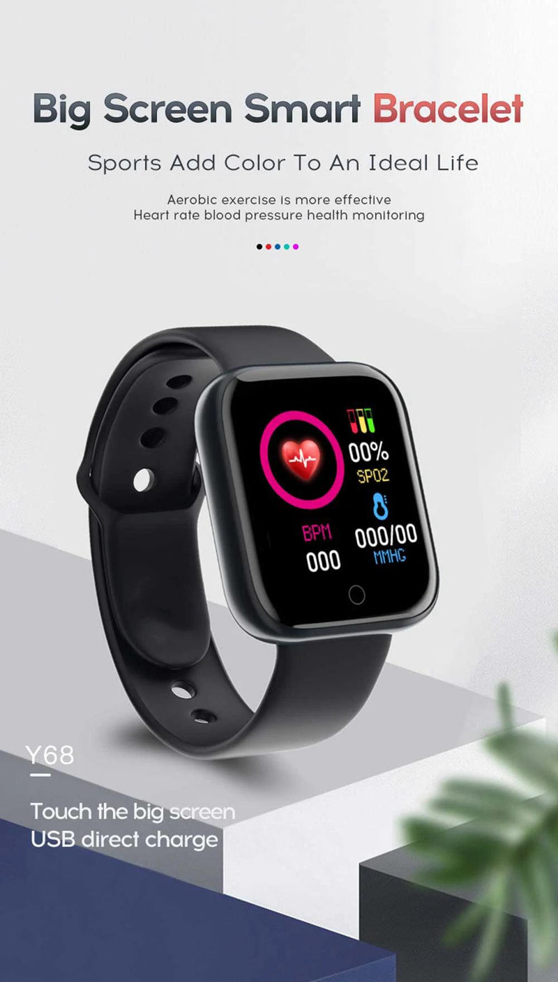 Multifunctional Smart Watch Men Women Bluetooth Connected Phone Music Fitness Sports Bracelet Sleep Monitor Y68 Smartwatch D20 - sport flow