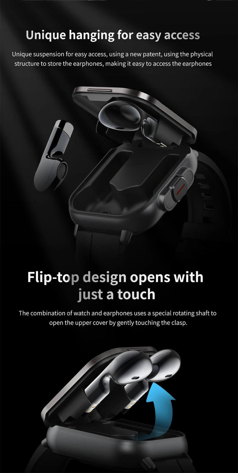 2024 Smart Watch 2 in 1 With Earphone Smartwatch Bluetooth Call Men Watch GPS Track Heart Rate Monitor Play Music SmartWatch - sport flow