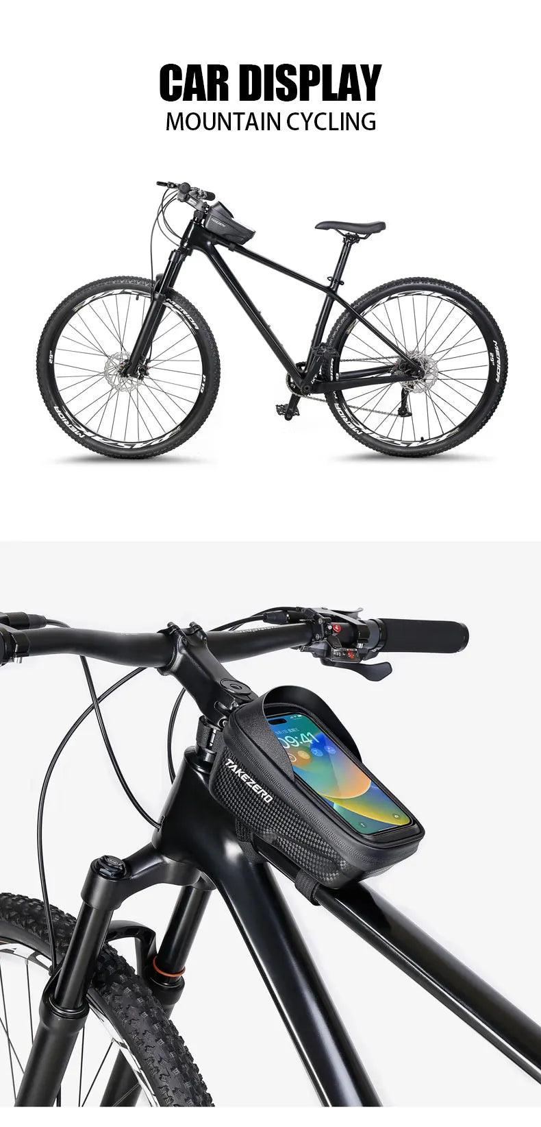 TAKEZERO A2 Mountain Bicycle Bag - Hard Shell EVA Front Bar Bag for Road Bikes, Mobile Phone Handlebar Bag - Cycling Equipment - sport flow