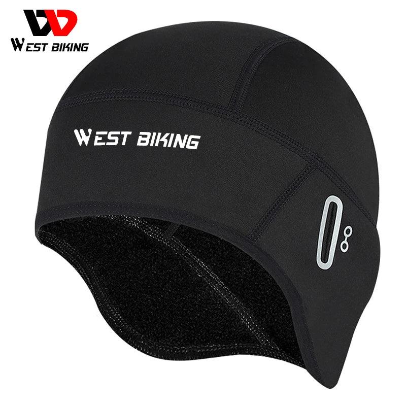 WEST BIKING Winter Fleece Cycling Cap Windproof Thermal Skull Cap Helmet Liner Running Skiing Motocycle Riding Men MTB Bike Hat - sport flow
