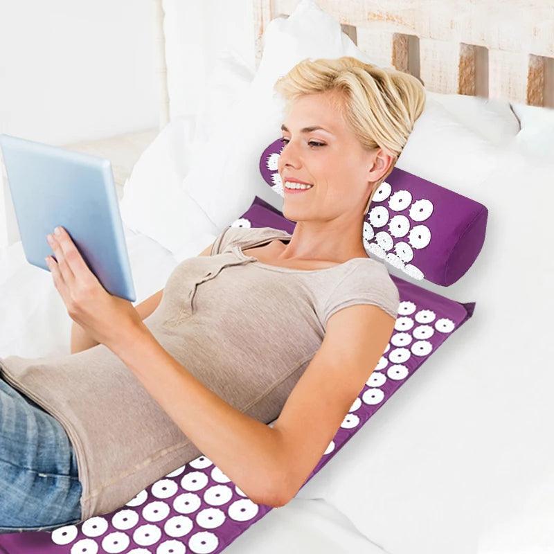 Yoga Massage Pads with Large Touchpoints for Better Neck Back and Foot Massage Household Massage Pillows in Purple Color - sport flow