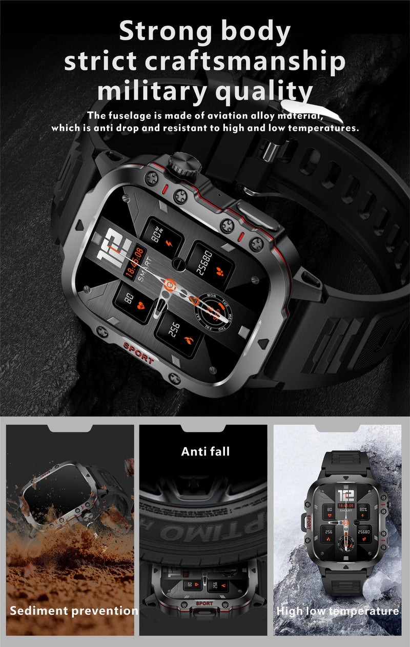 2025 New For Xiaomi Military Smart Watch Men IP68 5ATM Outdoor Sports Fitness Tracker Health Monitor 1.96" BT Call Smartwatch - sport flow