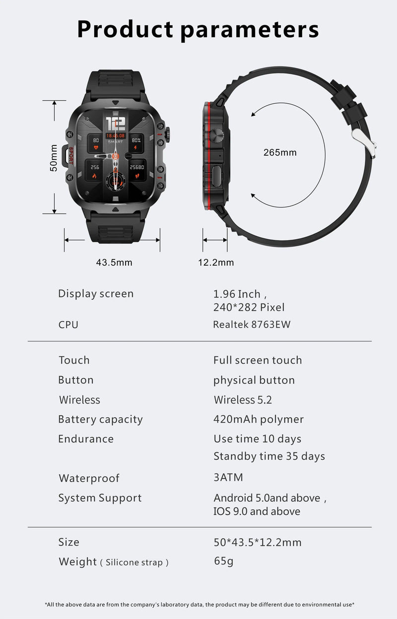 2025 New For Xiaomi Military Smart Watch Men IP68 5ATM Outdoor Sports Fitness Tracker Health Monitor 1.96" BT Call Smartwatch - sport flow