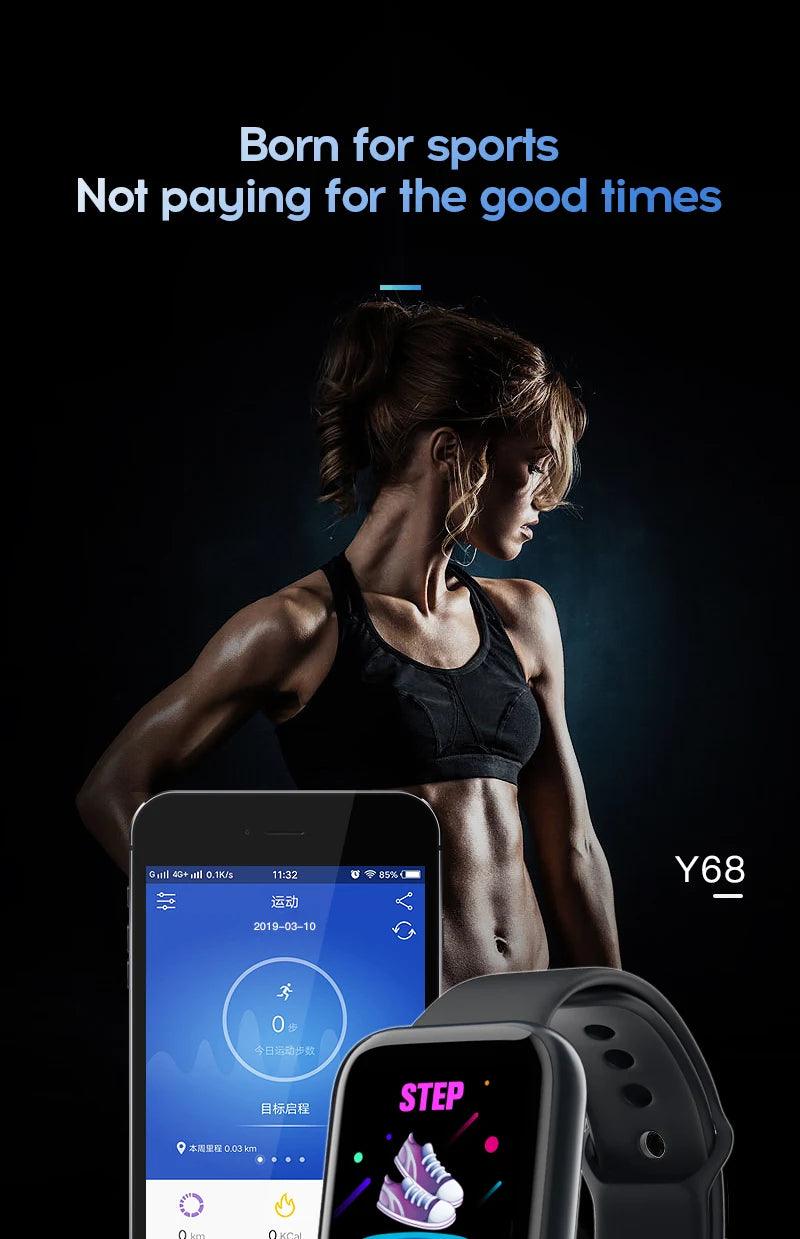 Multifunctional Smart Watch Men Women Bluetooth Connected Phone Music Fitness Sports Bracelet Sleep Monitor Y68 Smartwatch D20 - sport flow
