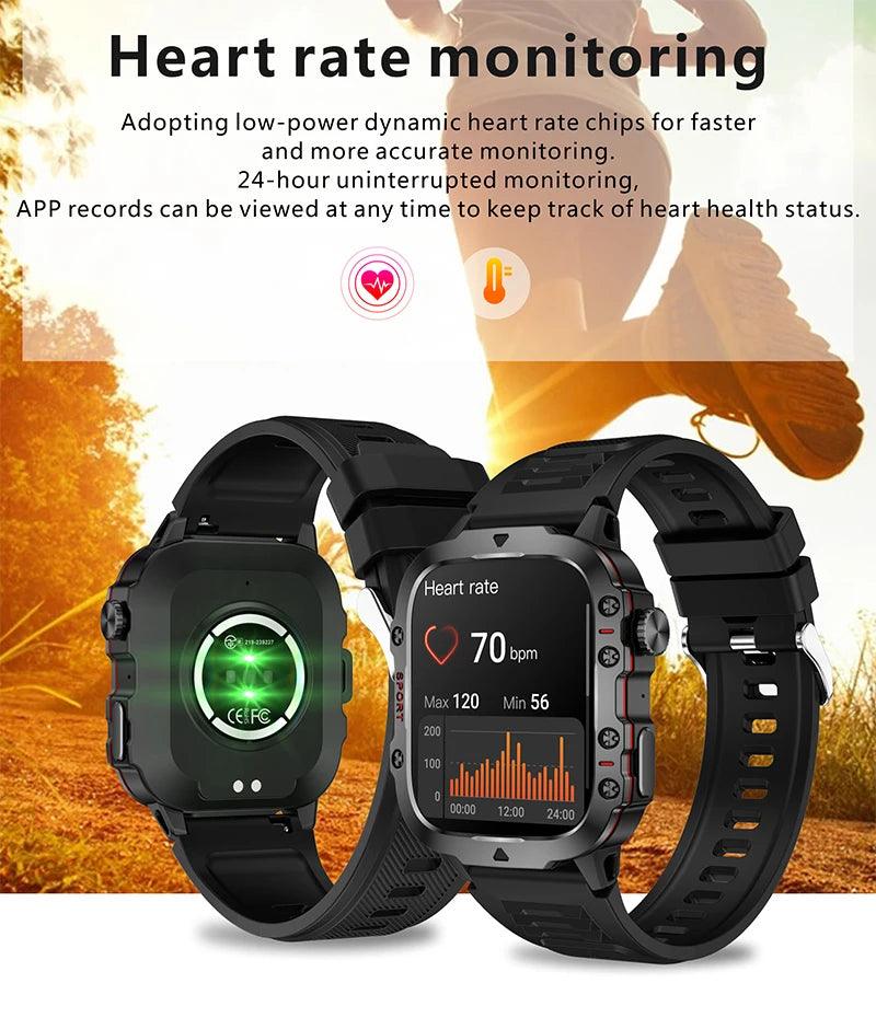 2025 New For Xiaomi Military Smart Watch Men IP68 5ATM Outdoor Sports Fitness Tracker Health Monitor 1.96" BT Call Smartwatch - sport flow