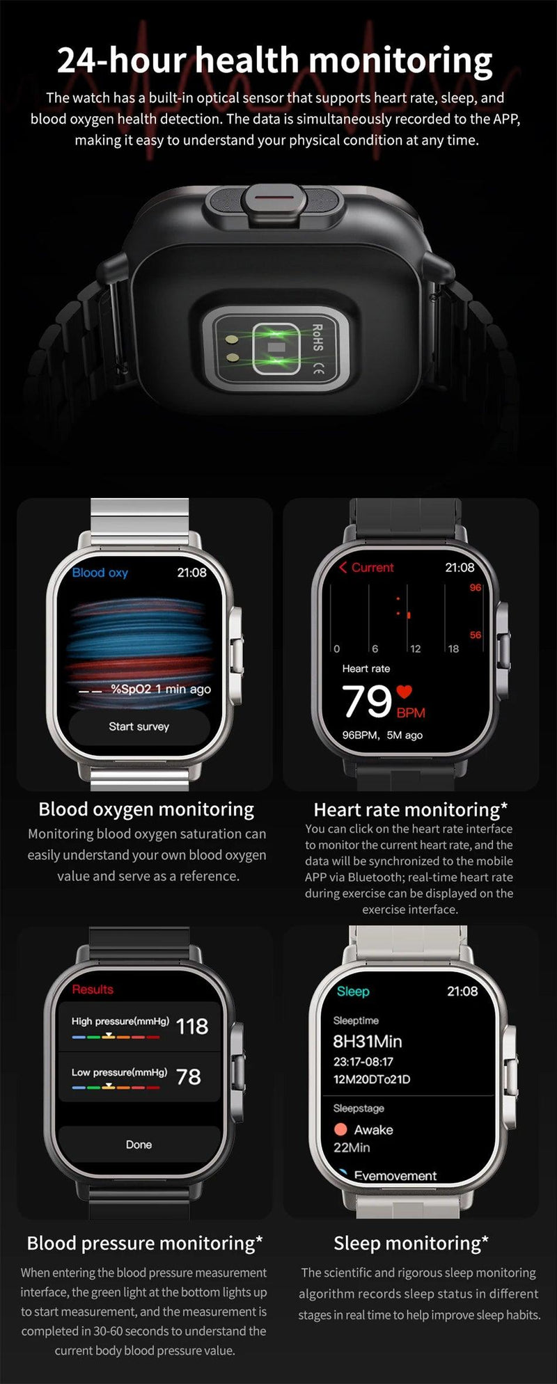 2024 Smart Watch 2 in 1 With Earphone Smartwatch Bluetooth Call Men Watch GPS Track Heart Rate Monitor Play Music SmartWatch - sport flow