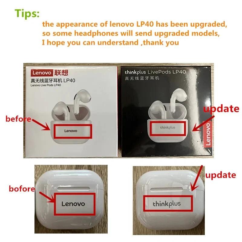 Original Lenovo lp40 Bluetooth Earphone 5.0 Immersive Sound HIFI TWS With Microphone Touch Control For Long Standby Time Motion - sport flow