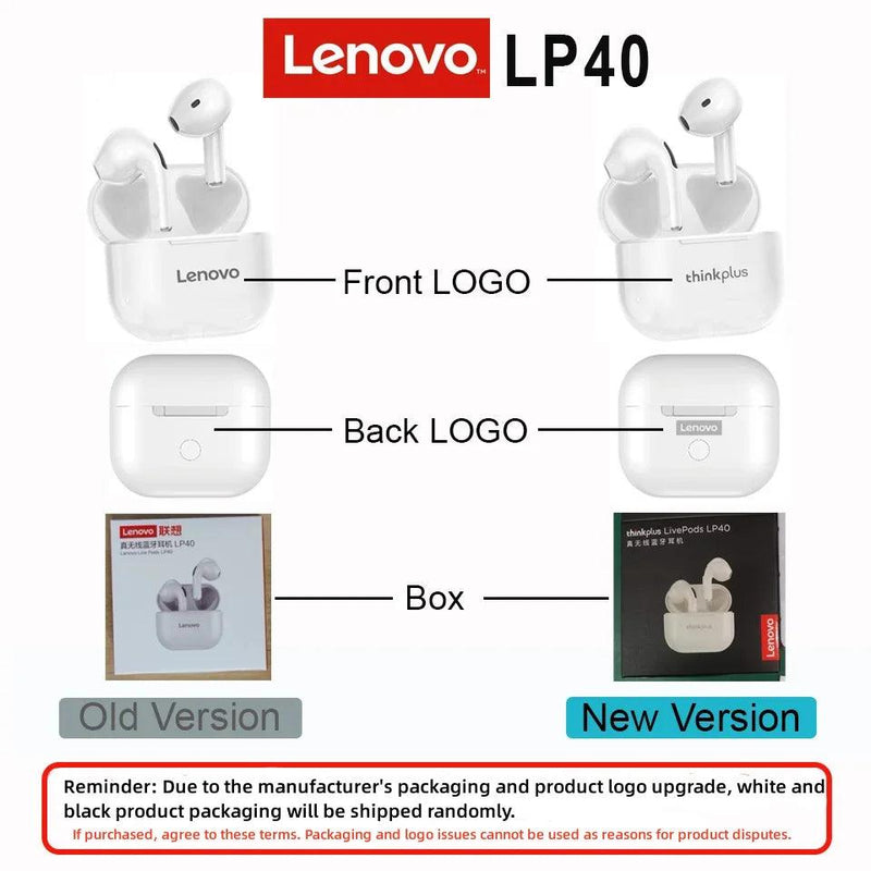 Original Lenovo lp40 Bluetooth Earphone 5.0 Immersive Sound HIFI TWS With Microphone Touch Control For Long Standby Time Motion - sport flow