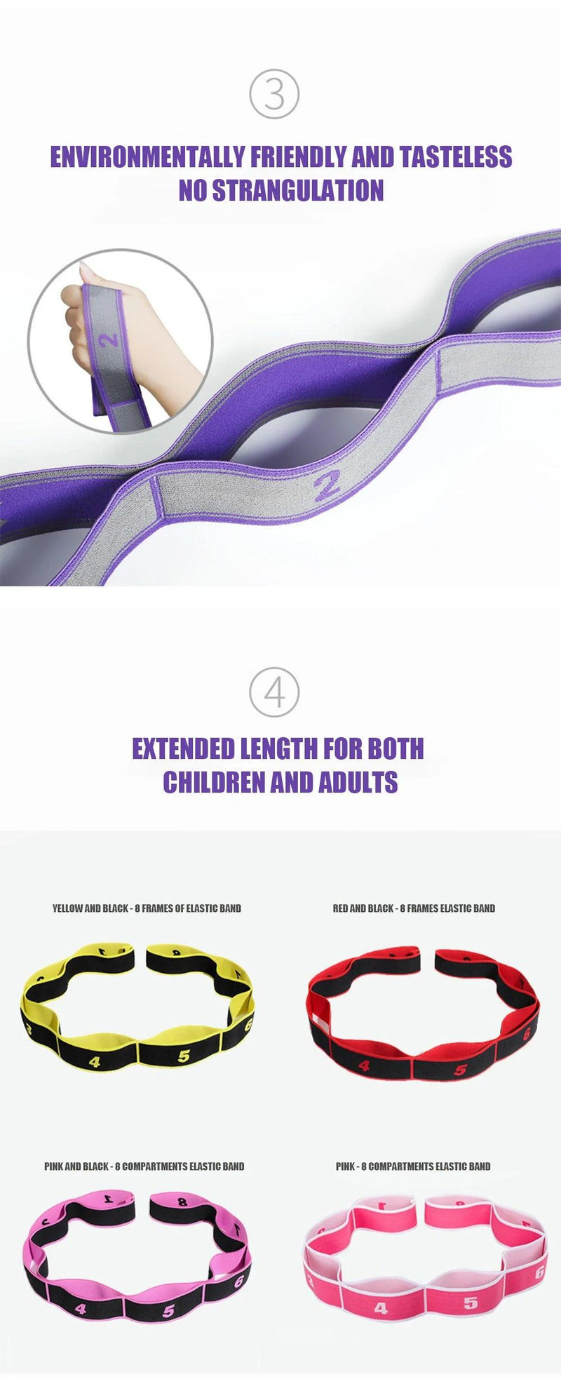 Multi-Section Elastic Yoga Resistance Bands Adult Child Dance Training Gym Home Pilates Exercise Pull Strap Belt Fitness Sport - sport flow