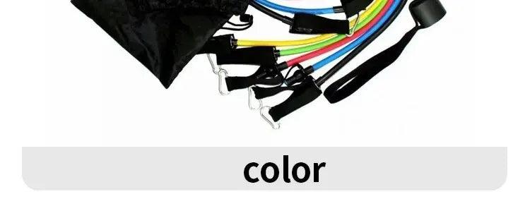 11pcs TPE Resistance Band Set Fitness Band Pull Rope Elastic Training Band With Door Anchor Handles Carry Bag Legs Ankle Straps - sport flow