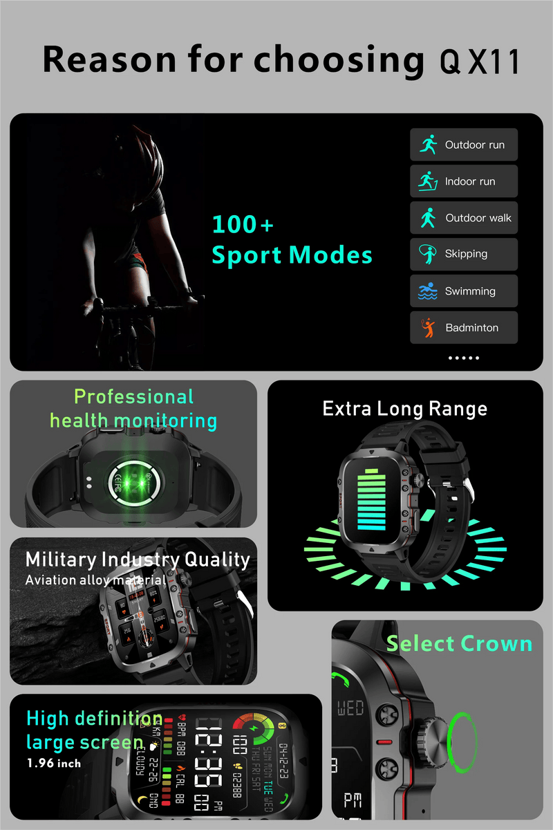 2025 New For Xiaomi Military Smart Watch Men IP68 5ATM Outdoor Sports Fitness Tracker Health Monitor 1.96" BT Call Smartwatch - sport flow