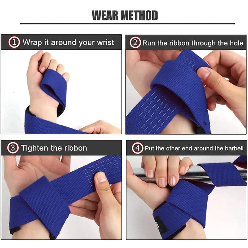 Weightlifting Straps 1 Pair Lifting Wrist Anti-Slip Silicone Strength Training Strap Deadlifts Crossfit Hand Grips Wrist Support - sport flow