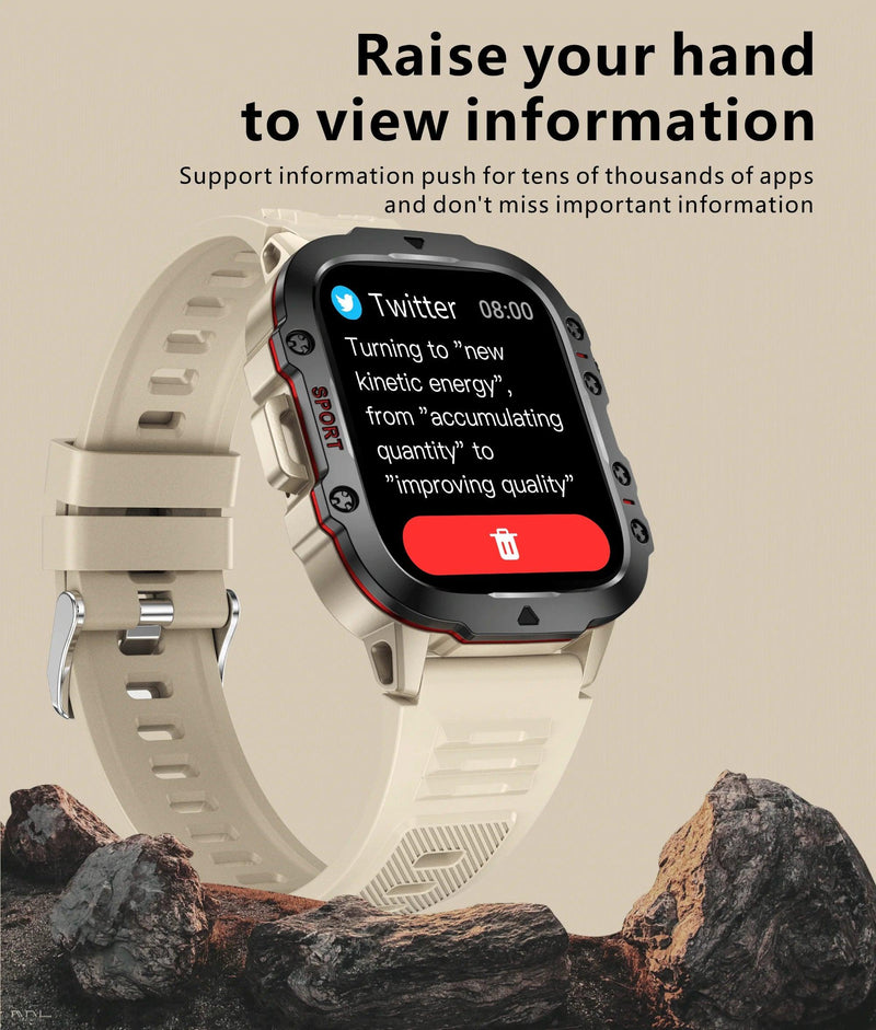 2025 New For Xiaomi Military Smart Watch Men IP68 5ATM Outdoor Sports Fitness Tracker Health Monitor 1.96" BT Call Smartwatch - sport flow