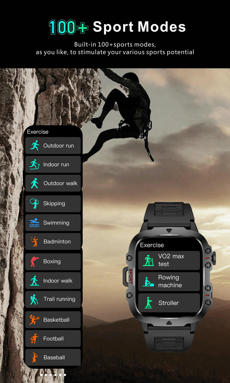 2025 New For Xiaomi Military Smart Watch Men IP68 5ATM Outdoor Sports Fitness Tracker Health Monitor 1.96" BT Call Smartwatch - sport flow