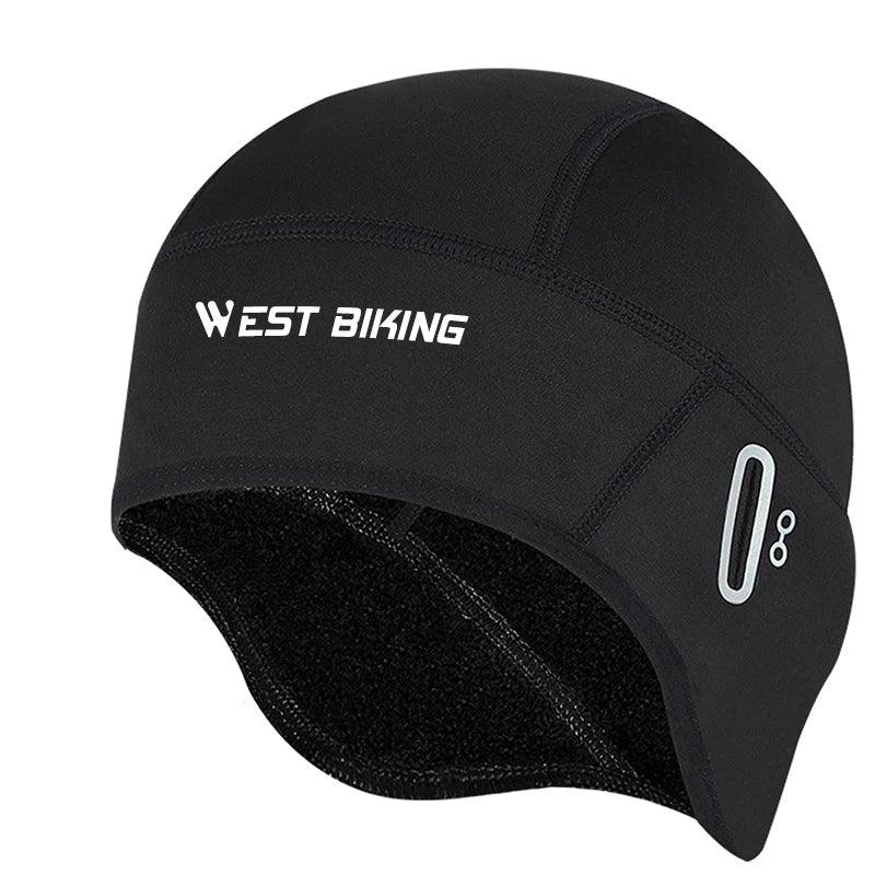WEST BIKING Winter Fleece Cycling Cap Windproof Thermal Skull Cap Helmet Liner Running Skiing Motocycle Riding Men MTB Bike Hat - sport flow