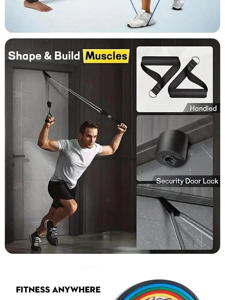 11pcs TPE Resistance Band Set Fitness Band Pull Rope Elastic Training Band With Door Anchor Handles Carry Bag Legs Ankle Straps - sport flow