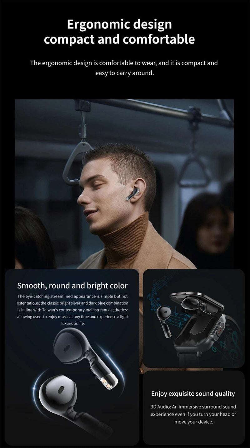 2024 Smart Watch 2 in 1 With Earphone Smartwatch Bluetooth Call Men Watch GPS Track Heart Rate Monitor Play Music SmartWatch - sport flow