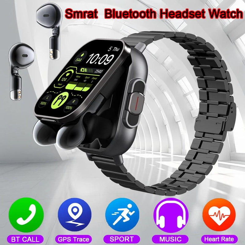 2024 Smart Watch 2 in 1 With Earphone Smartwatch Bluetooth Call Men Watch GPS Track Heart Rate Monitor Play Music SmartWatch - sport flow