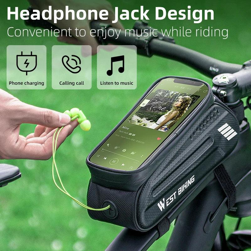 WEST BIKING Bicycle Bag 7.0 Inch Phone Bag Waterproof Front Frame Cycling Bag Sensitive Touch Screen MTB Road Bike Bag - sport flow
