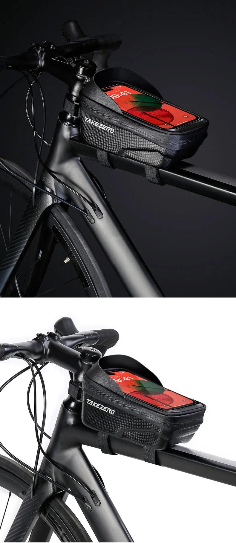 TAKEZERO A2 Mountain Bicycle Bag - Hard Shell EVA Front Bar Bag for Road Bikes, Mobile Phone Handlebar Bag - Cycling Equipment - sport flow