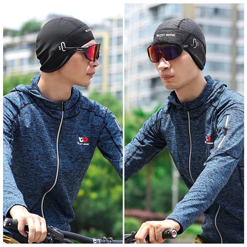 WEST BIKING Winter Fleece Cycling Cap Windproof Thermal Skull Cap Helmet Liner Running Skiing Motocycle Riding Men MTB Bike Hat - sport flow