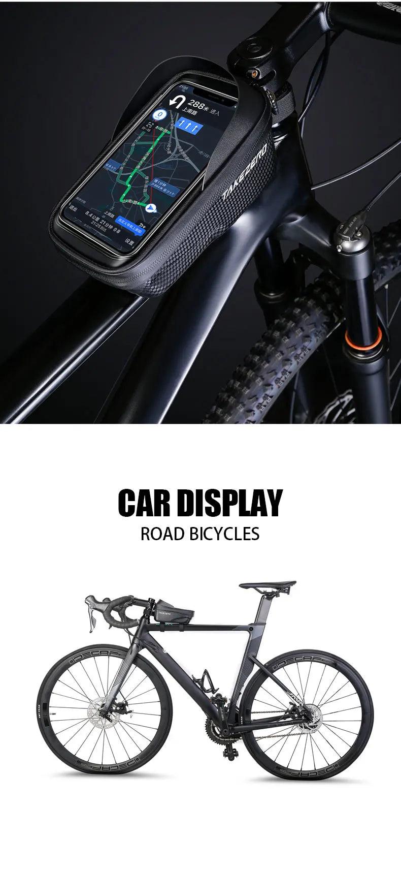 TAKEZERO A2 Mountain Bicycle Bag - Hard Shell EVA Front Bar Bag for Road Bikes, Mobile Phone Handlebar Bag - Cycling Equipment - sport flow