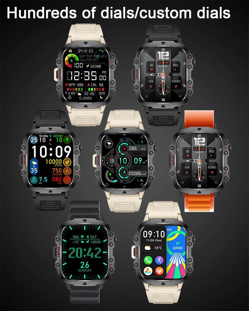 2025 New For Xiaomi Military Smart Watch Men IP68 5ATM Outdoor Sports Fitness Tracker Health Monitor 1.96" BT Call Smartwatch - sport flow