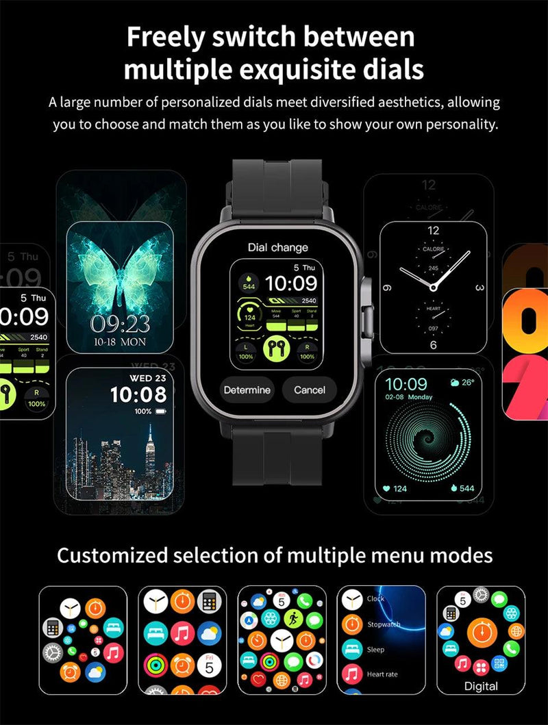 2024 Smart Watch 2 in 1 With Earphone Smartwatch Bluetooth Call Men Watch GPS Track Heart Rate Monitor Play Music SmartWatch - sport flow