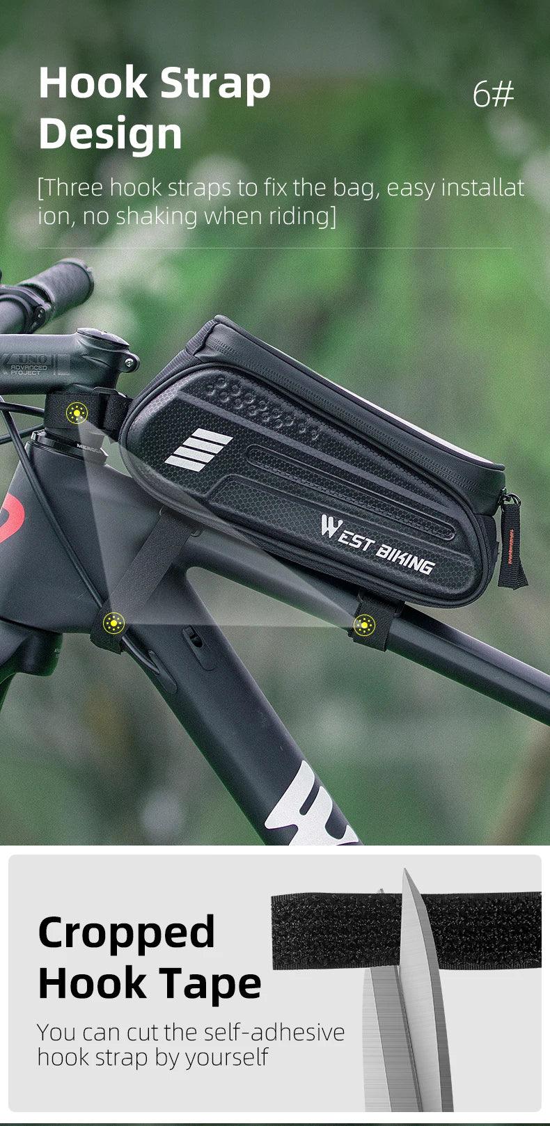 WEST BIKING Bicycle Bag 7.0 Inch Phone Bag Waterproof Front Frame Cycling Bag Sensitive Touch Screen MTB Road Bike Bag - sport flow