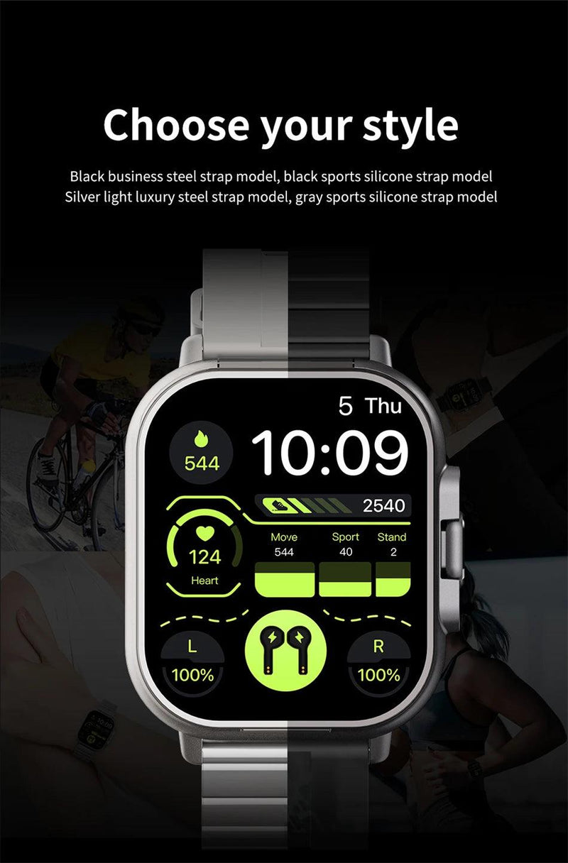 2024 Smart Watch 2 in 1 With Earphone Smartwatch Bluetooth Call Men Watch GPS Track Heart Rate Monitor Play Music SmartWatch - sport flow