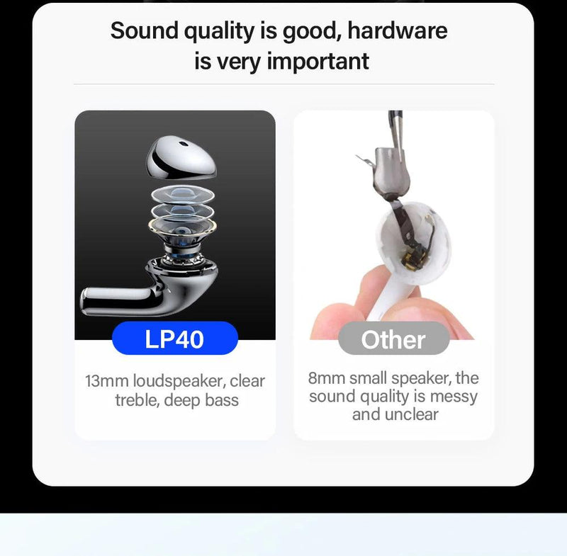 Original Lenovo lp40 Bluetooth Earphone 5.0 Immersive Sound HIFI TWS With Microphone Touch Control For Long Standby Time Motion - sport flow