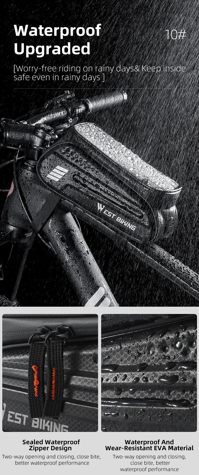 WEST BIKING Bicycle Bag 7.0 Inch Phone Bag Waterproof Front Frame Cycling Bag Sensitive Touch Screen MTB Road Bike Bag - sport flow