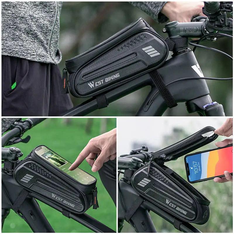 WEST BIKING Bicycle Bag 7.0 Inch Phone Bag Waterproof Front Frame Cycling Bag Sensitive Touch Screen MTB Road Bike Bag - sport flow