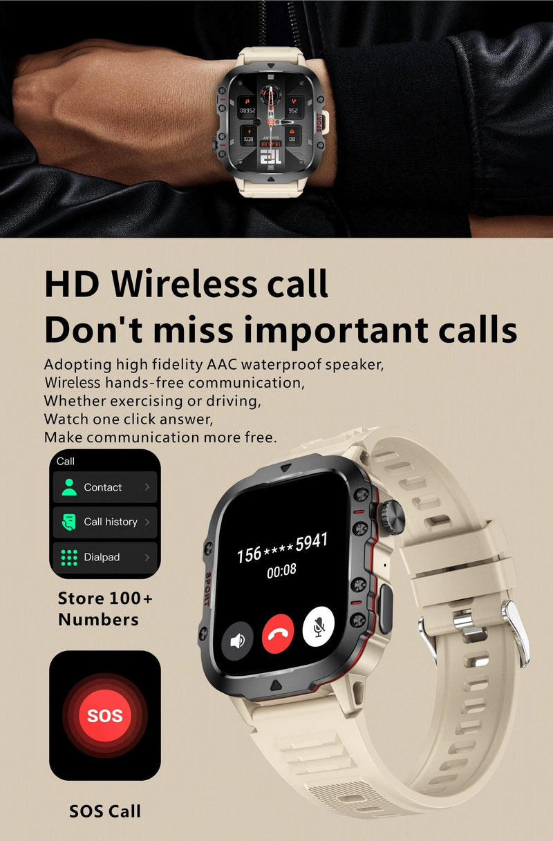 2025 New For Xiaomi Military Smart Watch Men IP68 5ATM Outdoor Sports Fitness Tracker Health Monitor 1.96" BT Call Smartwatch - sport flow
