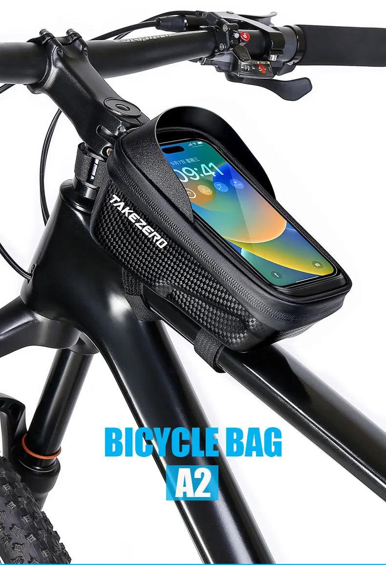 TAKEZERO A2 Mountain Bicycle Bag - Hard Shell EVA Front Bar Bag for Road Bikes, Mobile Phone Handlebar Bag - Cycling Equipment - sport flow