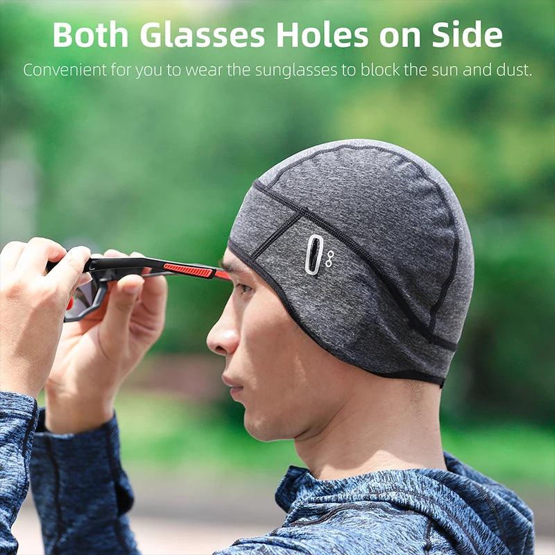 WEST BIKING Winter Fleece Cycling Cap Windproof Thermal Skull Cap Helmet Liner Running Skiing Motocycle Riding Men MTB Bike Hat - sport flow