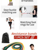 11pcs TPE Resistance Band Set Fitness Band Pull Rope Elastic Training Band With Door Anchor Handles Carry Bag Legs Ankle Straps - sport flow